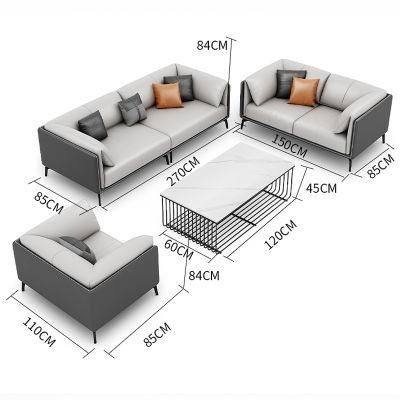 High-End Durable PU Leather Breathable Leather Euro Couch Chaise Set 1-3 Seat