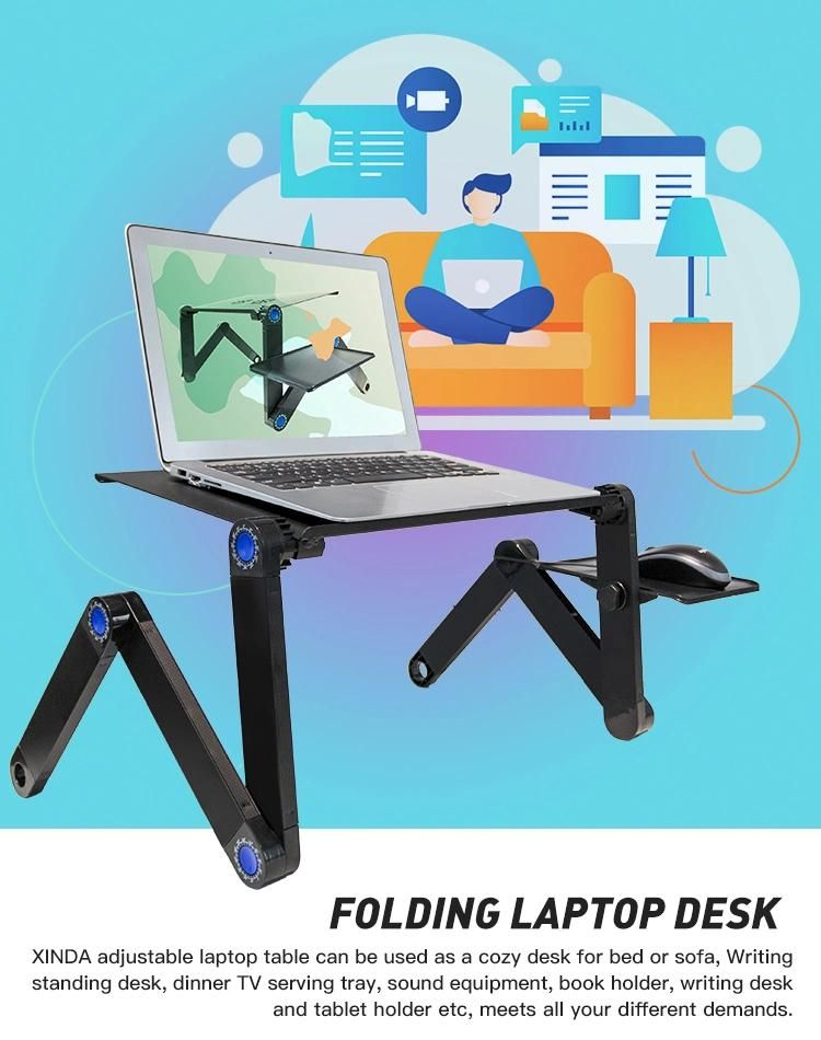 Flexible Foldable Aluminum Laptop Stand Bed Adjustable Laptop Stand