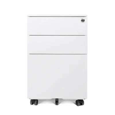 White Under Desk Filing Cabinets on Wheels Rolling File Cabinet