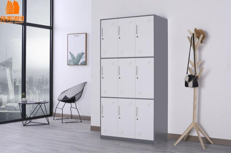 Nine Doors Metal Cloth Wardrobe Modern Design Style with Locker