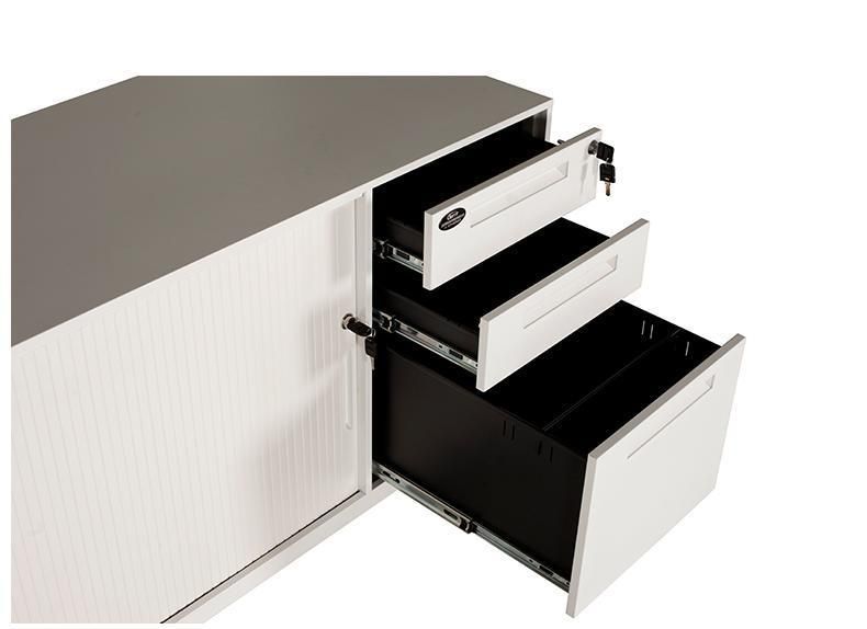 Multifuctional Metal Mobile Caddy Tambour Door Storage Cabinet