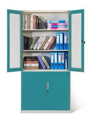 Steel Cupboard Cabinet with Glass Door and Shelves