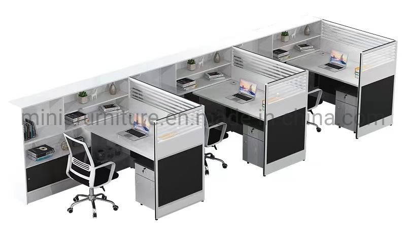 (M-WS244) Office Staff Workstation F-Shaped Cubicle Furniture Computer Desks with Cabinets and Private Partitions