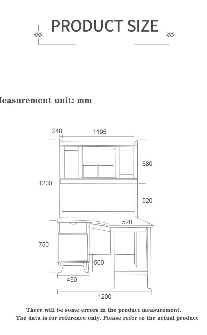 Modern L Shape Writing Desk Small Computer Table Models with Bookshelf