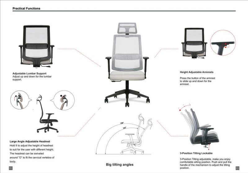 Middle Back Adjustable Ergonomic Tilting Home Office Executive Swivel Desk Office Chair