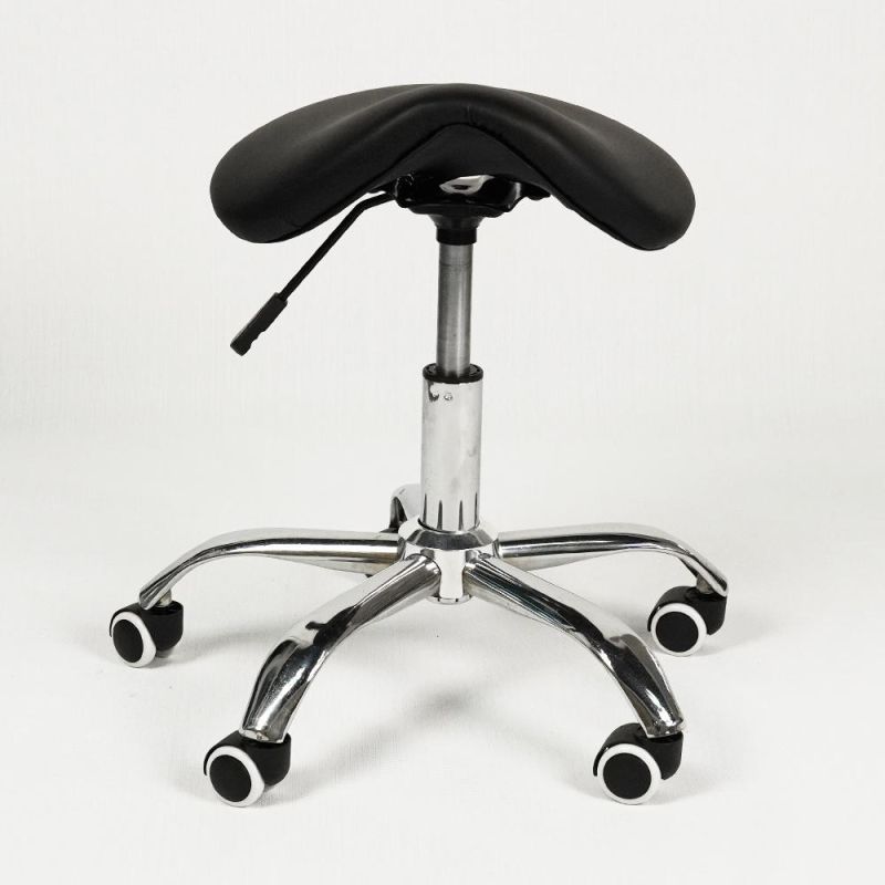 Eco Beauty Hair Salon Furniture China Barber Stool Adjustable Height Rolling Saddle Stool with Wheels
