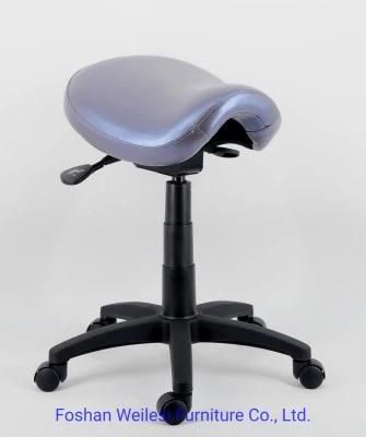 Two Lever Adjustable Mechanism Class Four Gaslift Nylon Base PU Upholstery Seat Cushion Saddle Industrial Chair