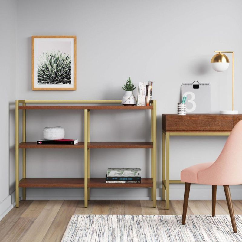 Modern Three Tiers Wood Computer Desk Shelf, Standing Computer Table, Shelf