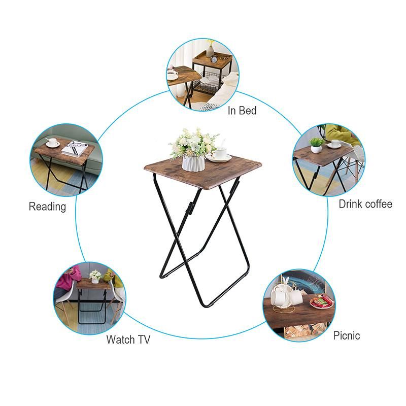 Metal Wood Factory Wholesale TV Trays Set of 2 Folding TV Tables Snack Tables for Eating