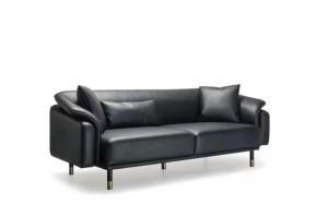 Italy Style Genuine Leather Sofa for Office Design with Stainless Steel