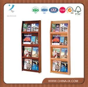 4-Tiered Wooden Magazine Rack with 8 Pockets