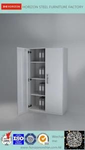 Steel High Storage Cabinet with Upper and Lower Steel Framed Swinging Glass Doors