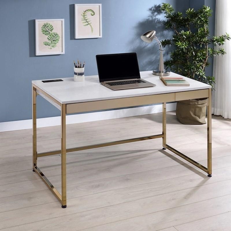 Nordic Light Luxury Computer Desk Wrought Iron Gold Writing Desk