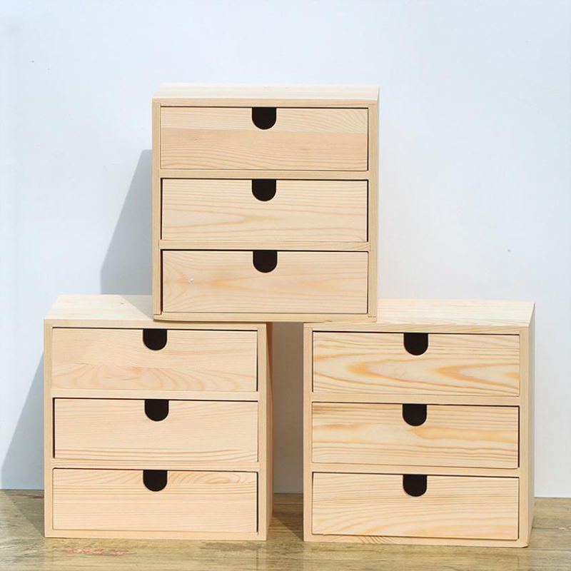 Desk Wooden Drawer Table-Top Wooden Storage Box
