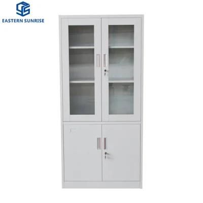 Metal Filing Storage Cabinet with Glass Door and Steel Door
