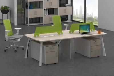 Modern Fresh Office Wooden Partition 4 Seats Staff Workstation