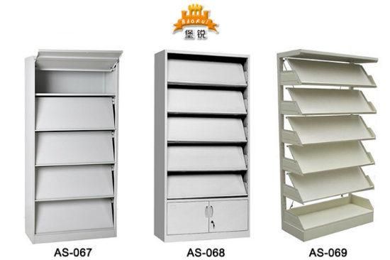 Library Steel Book Cabinet with 4 Shelves Metal Rack Magazine Shelf