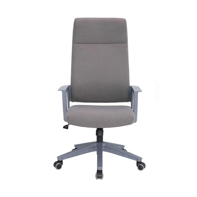 High Back Grey Fixed Armrest Leather Executive Office Chair