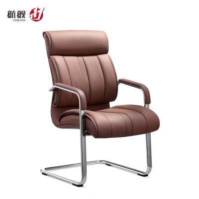 Middle Back Leather Office Bow Shape Meeting Chair