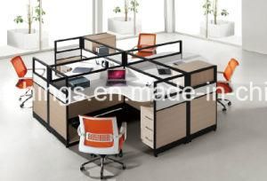 4-Person Cross Shape Glass Top Office Working Partition
