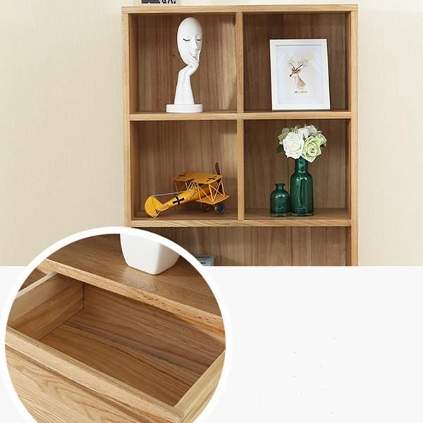 Nordic Minimalist Floor Bookshelf Display Rack Solid Wood Shelf