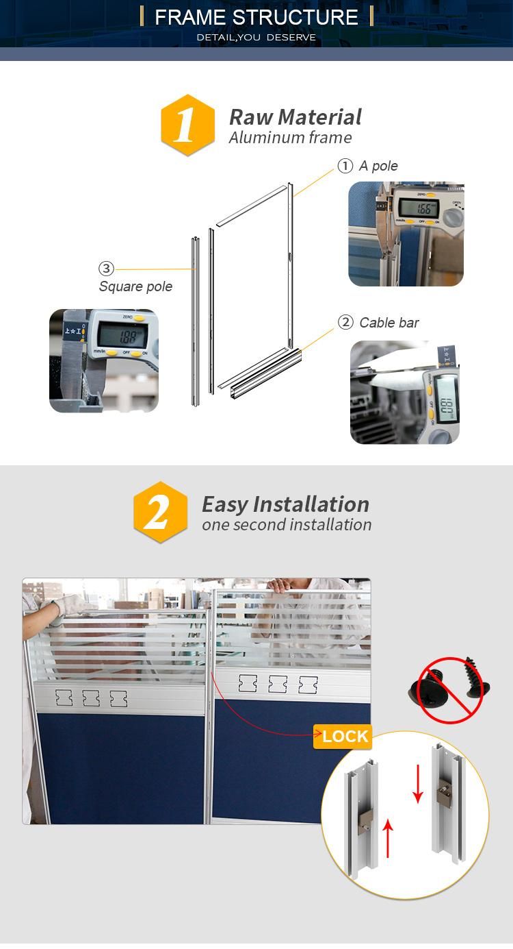 Modern Office Aluminum Profile Partition Desk Workstation with Desktop Partition