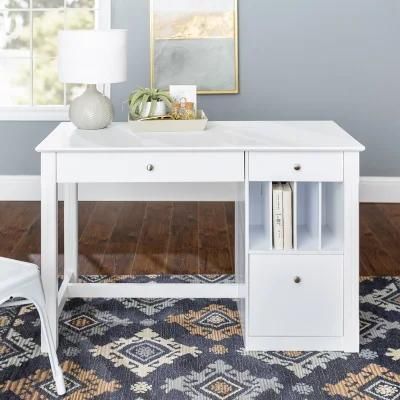 48-Inch White Computer Storage Desk with Keyboard Drawer