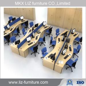 Modern Linear Workstation 6 Seater Office Cubicle with Curved Desk (AM049)