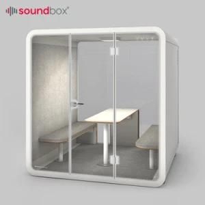 Hot Sales Soundbox Movable Silence Booth with Ventilation System 4 Seat Sofa Office Pod