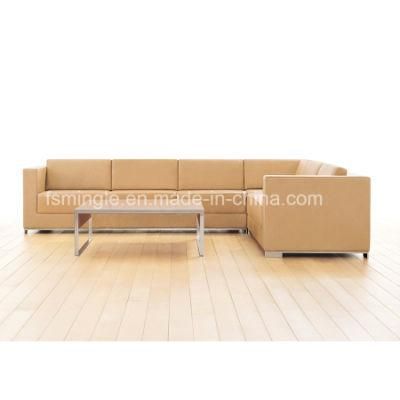 Customized Office Furiture Waiting Leather Sofa with Coffee Table