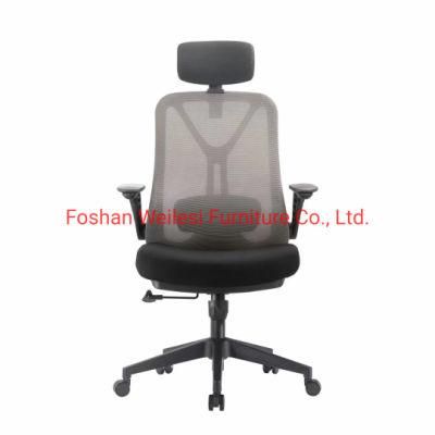 Simple Tilting Mechanism Mesh Back Foam Seat Cushion with Movable Armrest High Back Office Chair