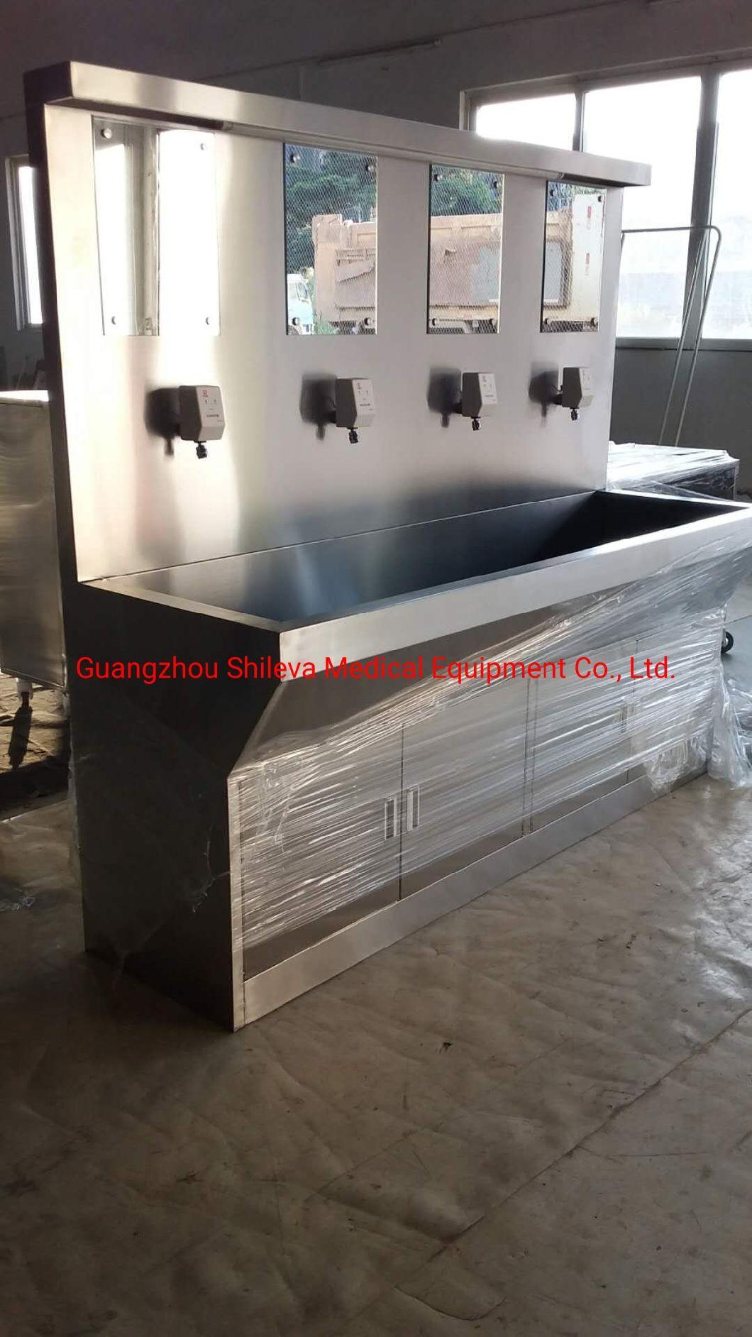 Hospital Stainless Steel Hand Washing Medical Surgical Sink with Sensor Taps