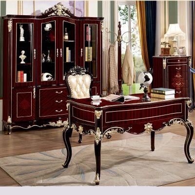Office Furniture Wood Carved Executive Table with Boss Sofa Chair and Bookcase in Optional Furnitures Color