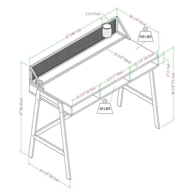 Carbon Loft 42" Mesh Back Writing Desk