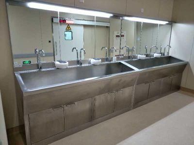 Hospital Stainless Steel Hand Washing Medical Surgical Sink with Sensor Taps