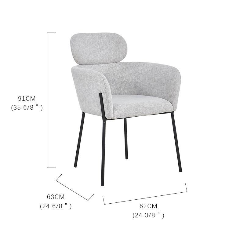 Cheap Price Hot Sale Home Furniture Modern Gray Velvet Fabric Dining Chair with Metal Legs