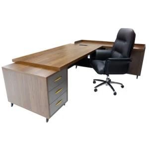 Solid Wood L Shape Office Furniture Designs Office Desk with Cabinet Set