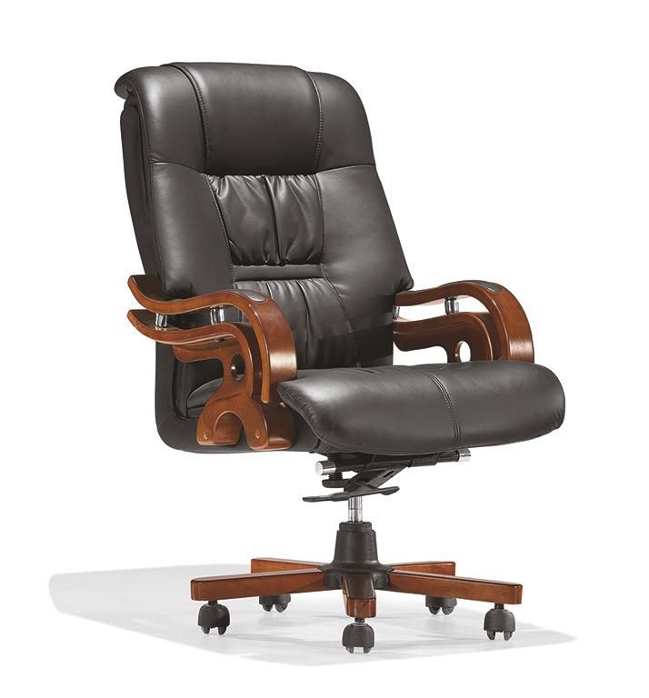 Classic Wooden PU/Leather Executive Swivel Office Chair Work for Manager