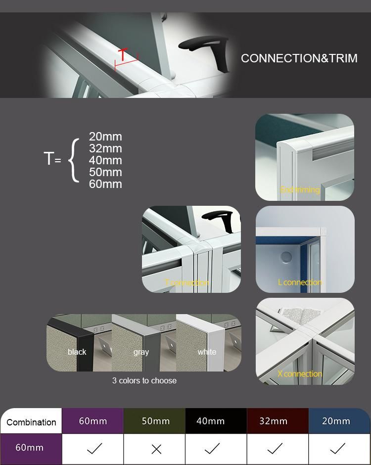 Aluminium Partition Small Workstation for Call Centers