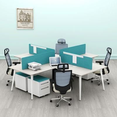 Popular Style Contemporary L Shape Steel Modular 4 Person Office Workstations