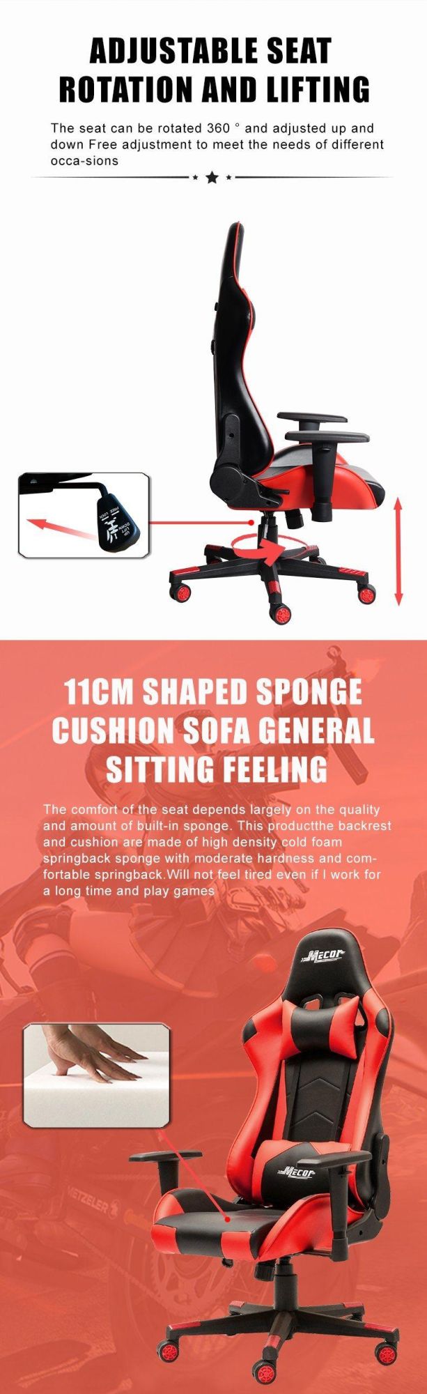 New Leisure Simple PU Leather Multi-Functional Luxury Ergonomic Gaming Chair