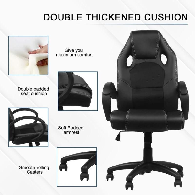 Adjustable Reclining Ergonomic Faux Leather Swiveling PC Racing Game Chair