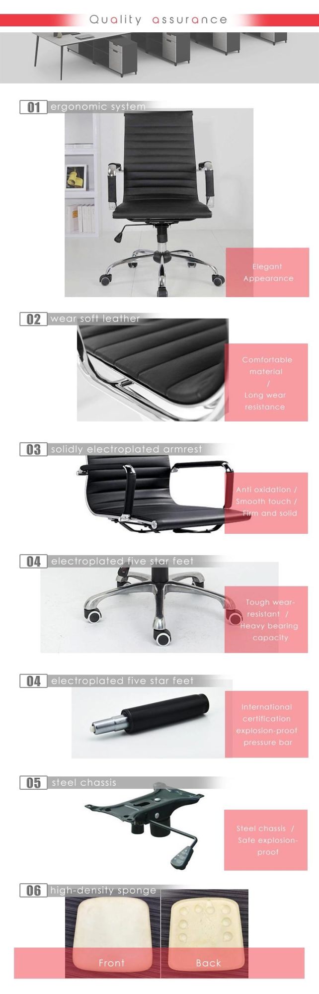 High Back PU Leather Swivel Office Chair with Aluminium Legs Wholesale Foh-F11-A03