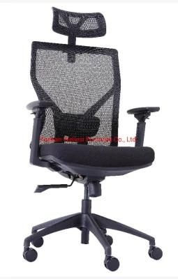 Mesh Headrest with PU Height Adjustable Arms Mesh Upholstery Back Fabric Cushion Seat Tilting Mechanism Nylon Base High Back Executive Chair