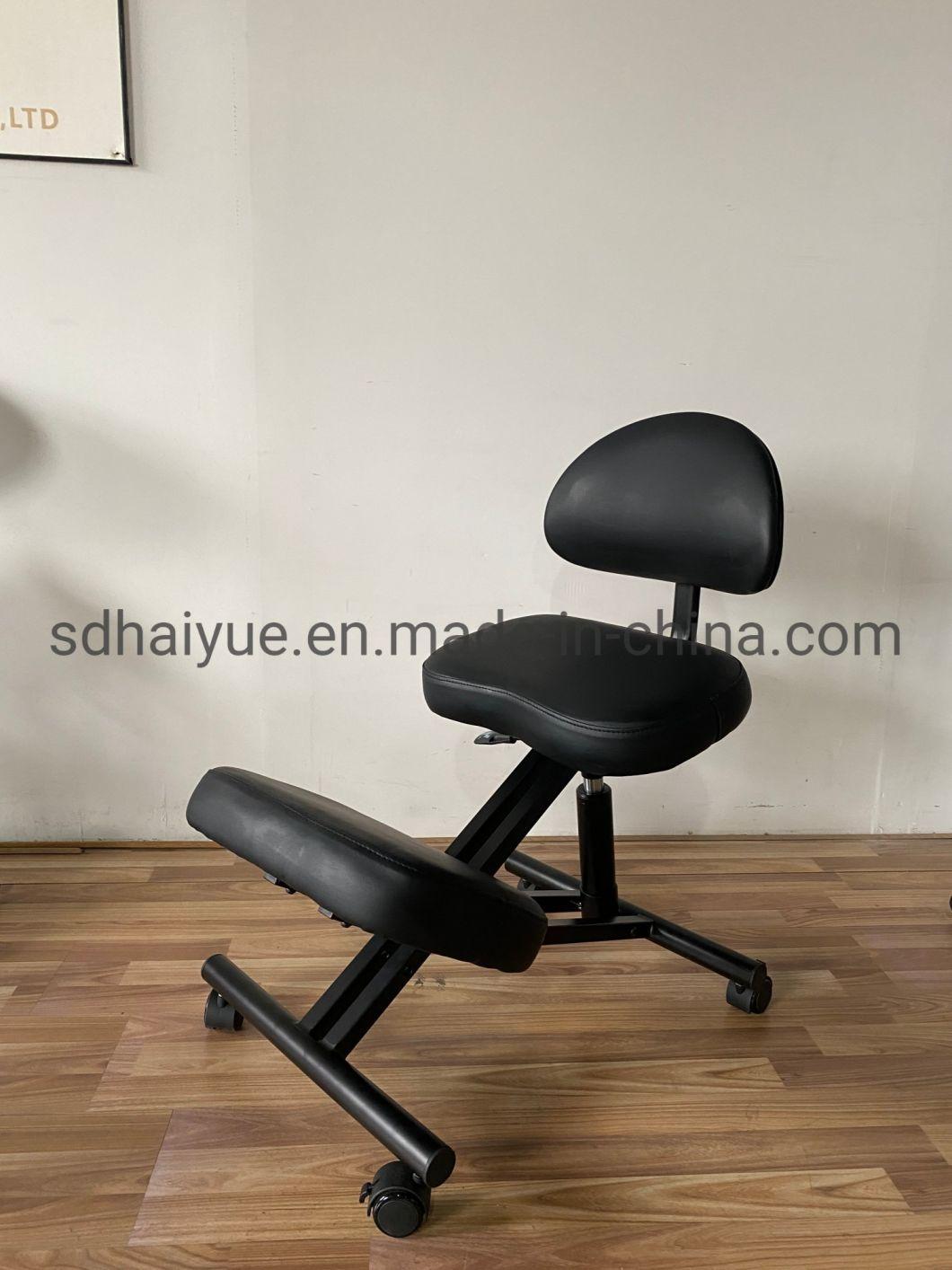 Adjustable New White PU Leather Saddle Seat Kneeling Chair