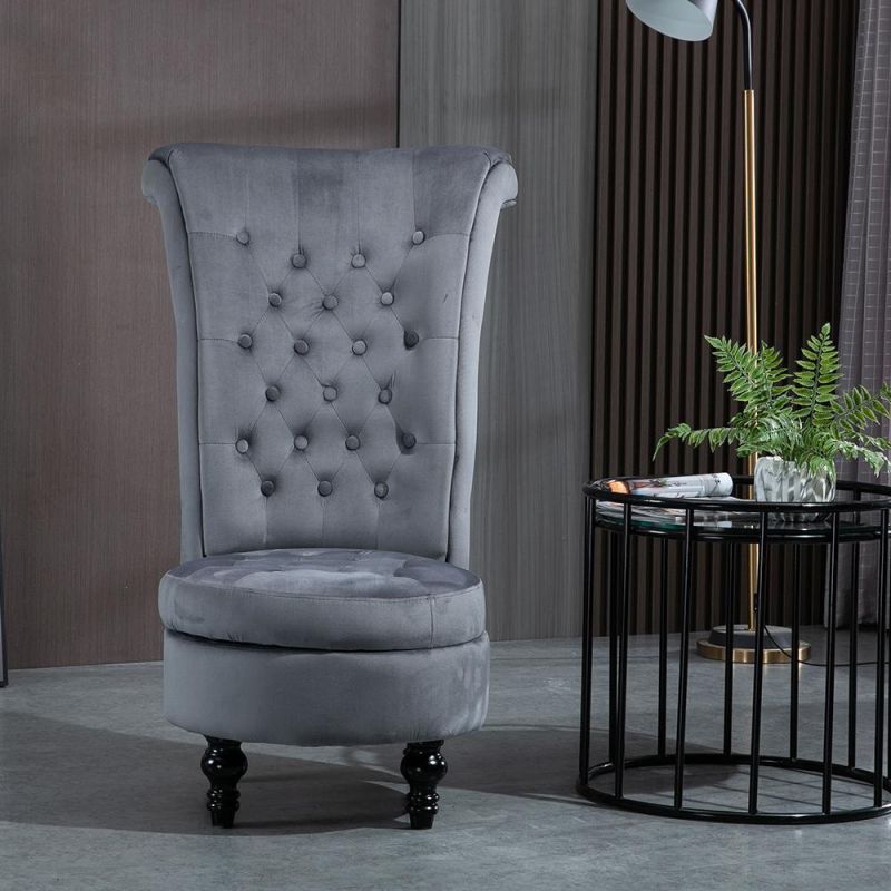 Blue PU Leather High Back Leisure Chair Thicken Lounge Chair