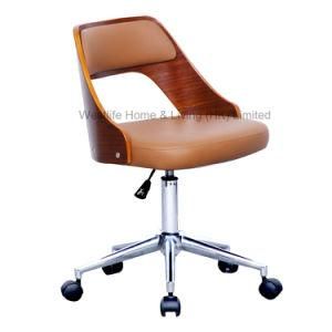 Faux Leather Retro Walnut Veneered Bentwood Home Office Chair W15819-5