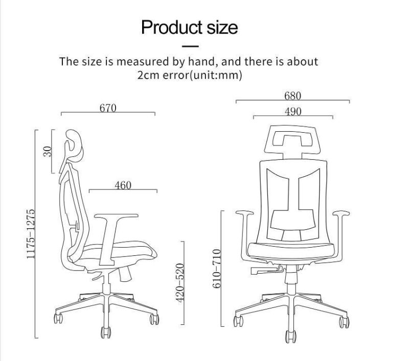 Waist Support Worker Computer Mesh Chair with Footrest Office Furniture