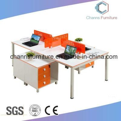Orange Cross Office Partition Wooden Top with White File Cabinet (CAS-W1861)