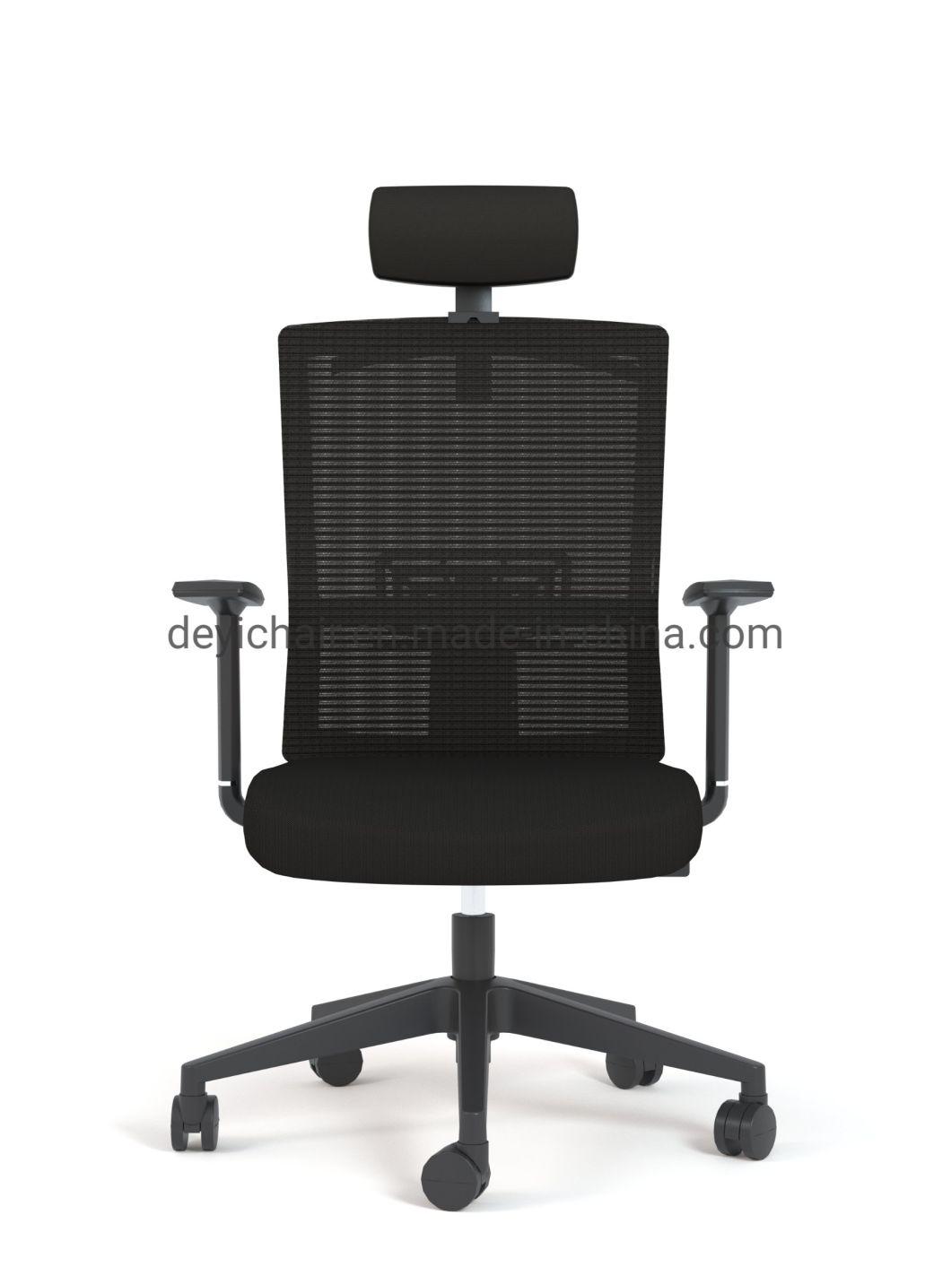 Simple Tilting Mechanism with Headrest BIFMA Standard Nylon Base High Back Office Mesh Back Black Back Frame Chair